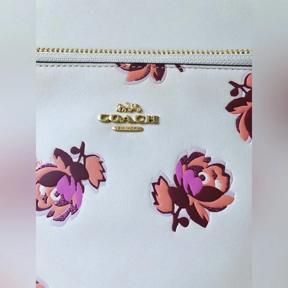 Coach Lamb Leather Clutch with Pink Floral Design - Picture 2 of 11